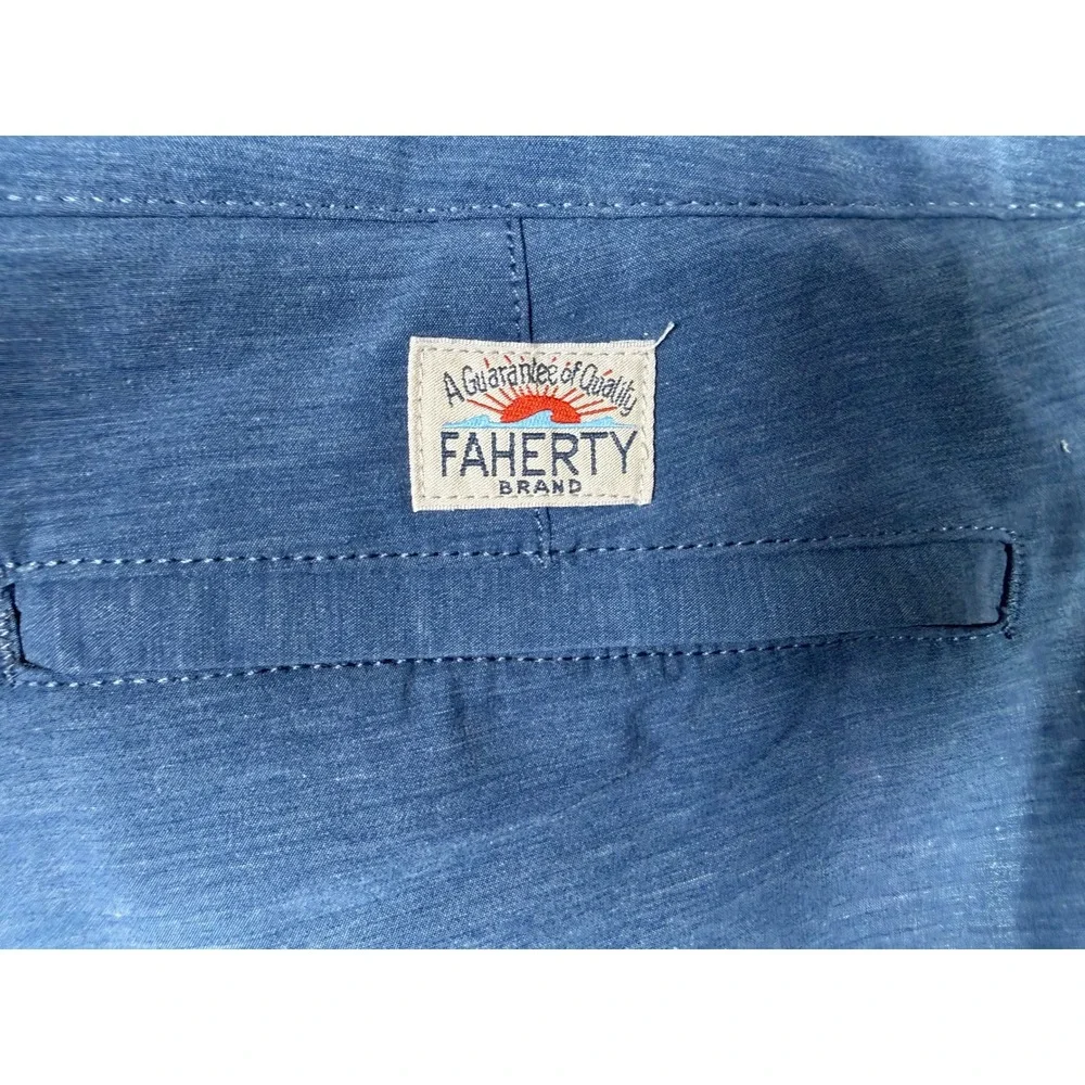 Faherty All Day Shorts Mens 42 Blue Heather Hybrid Stretch Boardshorts 7 Inseam